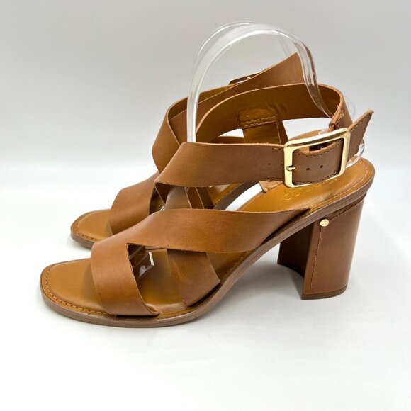 Franco Sarto Womens Size 11 Brown Leather Block Heels Sandals Shoes - Picture 6 of 14